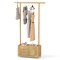 Clothes Rack with PE Rattan Storage Basket Freestanding Garment Organizer with Hanging Rod